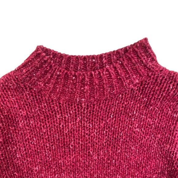 Nordstrom cranberry chunky knit mock neck sweater size xs - Picture 6 of 9